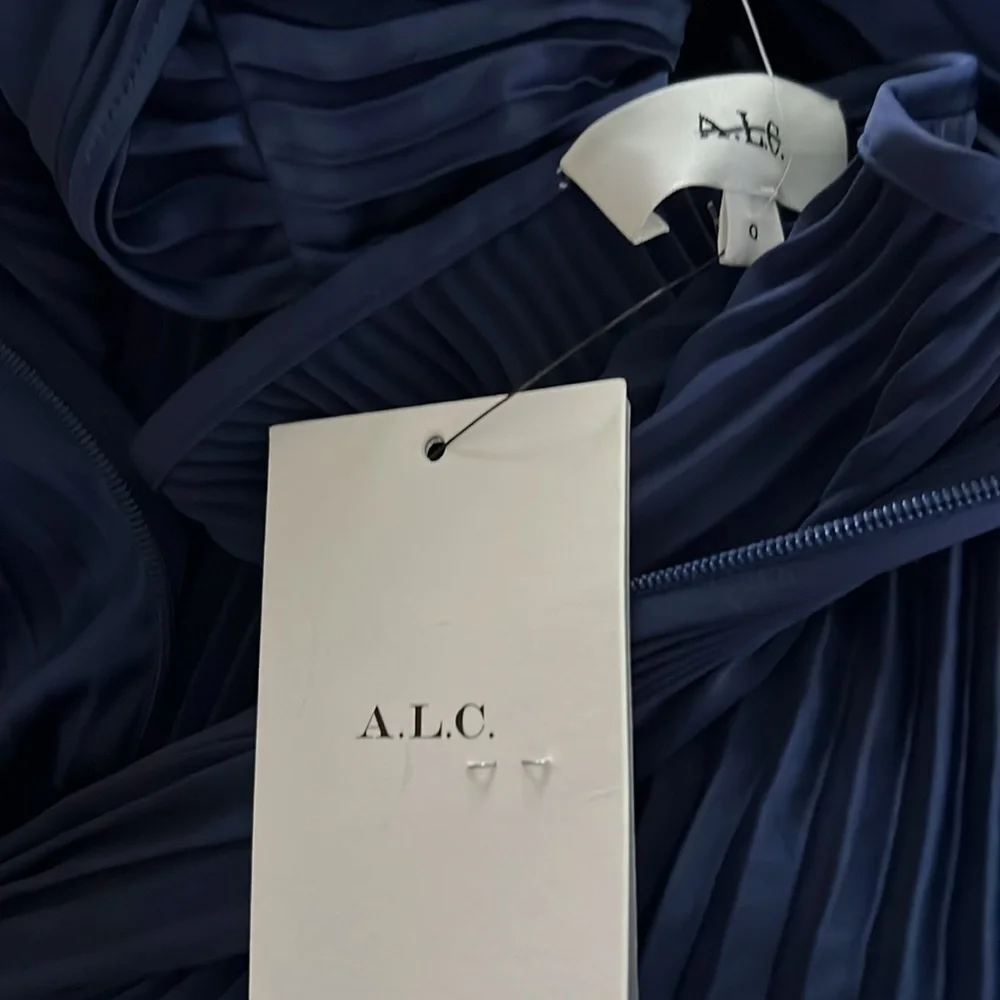 A.L.C. Revolve Aries Satin Pleated Dress NWTWD Size 0 - Picture 6 of 10